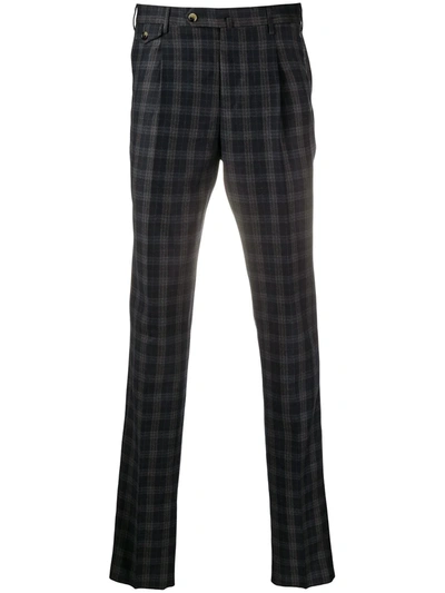 Pt01 Plaid-check Tailored Trousers In Blue