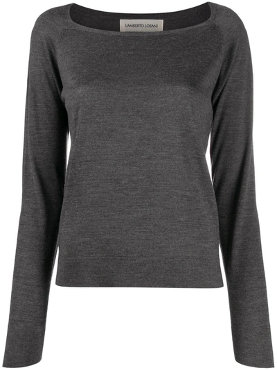Lamberto Losani Square Neck Knitted Top In Grey