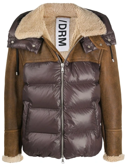 Drome Sheepskin And Nylon Down Jacket In Brown