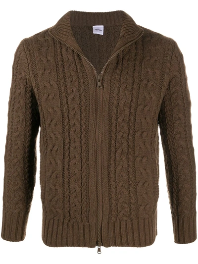 Aspesi Zip-through Cable Knit Jumper In Brown