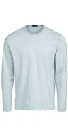 Vince Regular Fit Stretch Cotton Thermal Long Sleeve T-shirt In Highwater/ Off White