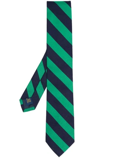 Polo Ralph Lauren Striped Silk Narrow Tie In Blue