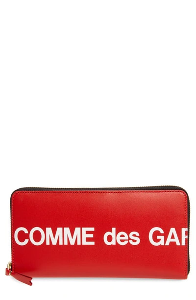 Comme Des Garçons Huge Logo Long Zip Wallet In Red