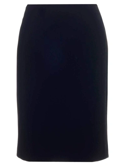 Saint Laurent High Rise Midi Skirt In Black