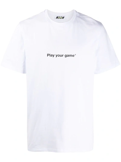 Msgm Slogan Print T-shirt In White