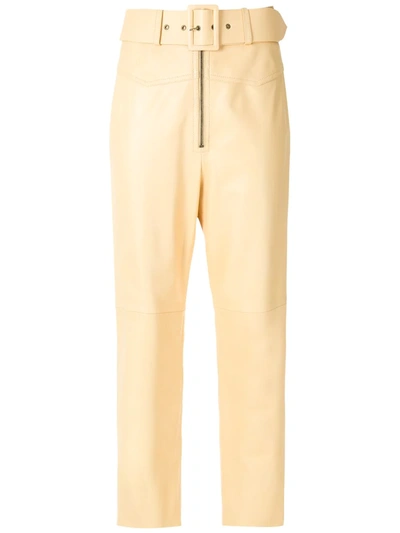 Nk Belt Leather Straight Trousers In Yellow