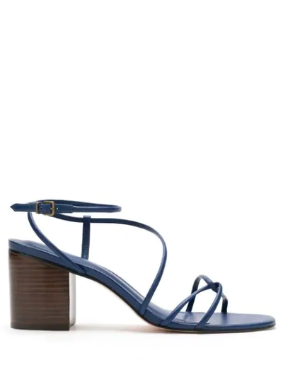 Nk High Heel Leather Sandals In Blue
