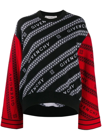 Givenchy Black & Red Wool Chain Sweater