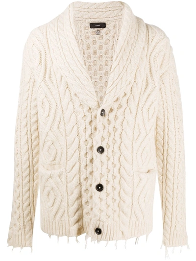 Alanui Cable-knit Raw-edge Cardigan In Neutrals