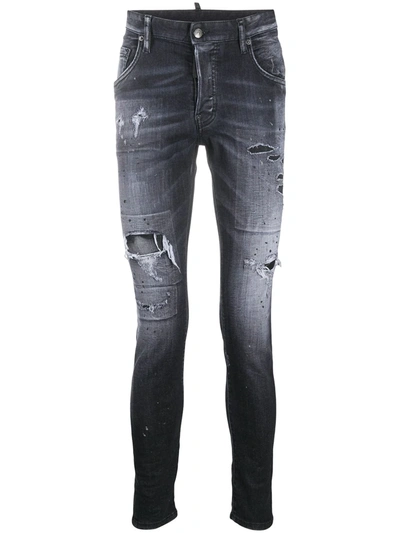 Dsquared2 Distressed-effect Skinny-fit Jeans In Black