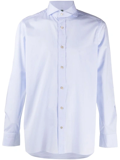 Borrelli Spread-collar Cotton Shirt In Blue