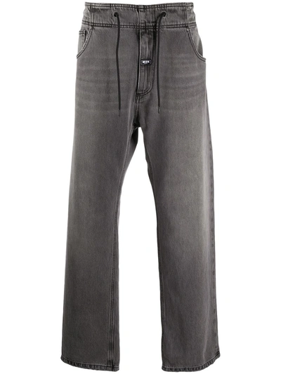 Msgm Drawstring-waist Straight-leg Jeans In Grey