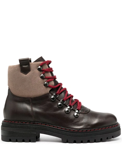Peserico Two-tone Lace-up Boots In Brown