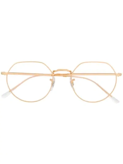 Ray Ban Round Frame Glasses In Gold