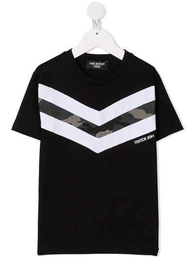 Neil Barrett Kids' Chevron Print T-shirt. In Black