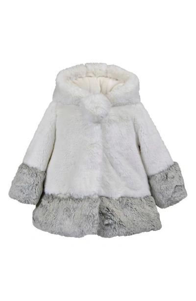 Widgeon Babies' Hooded Faux Fur Coat In Snow Grey