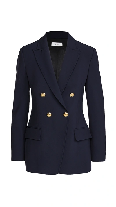 A.l.c Sedgwick Ii Double-breasted Twill Blazer In Navy
