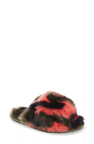 Sorel Go Mail Run Faux Fur Slide Slipper In Sage