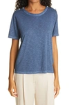Veronica Beard Button-embellished Pima Cotton-jersey T-shirt In Slate