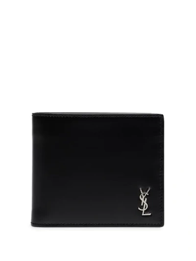 Saint Laurent Black Tiny Monogramme East/west Wallet In Nero