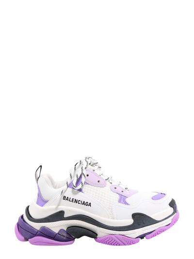 Balenciaga White And Lilac Triple S Sneaker