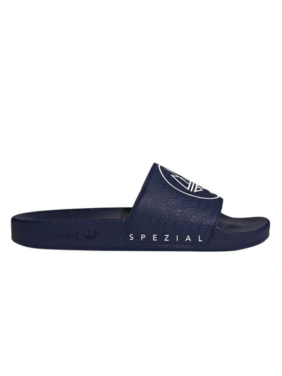 Adidas Originals Navy Adilette Slide Sandals In Blue