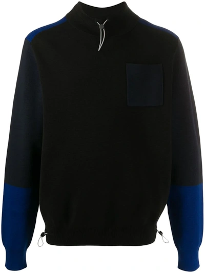 Ps By Paul Smith Mock Neck Colour-block Jumper In Black