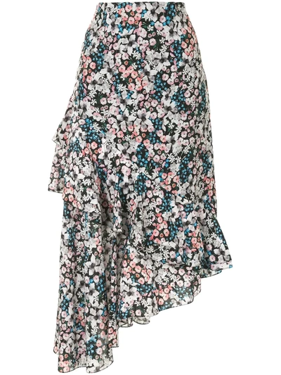 Erdem Floral Asymmetric Skirt In Multicolour