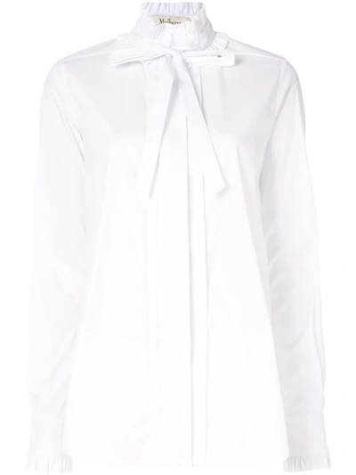Mulberry Bow Detail Plain Shirt In White