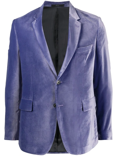 Paul Smith Buttoned Velvet Blazer In Purple