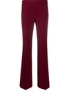 Theory Demitria Pintuck Flare Pull-on Wool Blend Pants In Currant