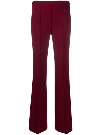 Theory Demitria Pintuck Flare Pull-on Wool Blend Pants In Currant