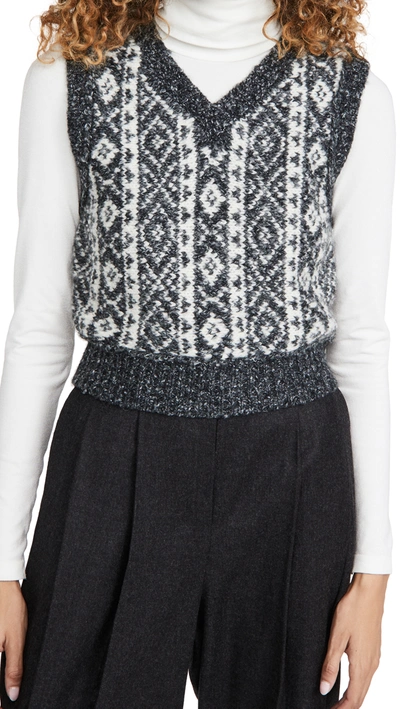 Rag & Bone Maisie Alpaca & Cotton Blend Sweater Vest In Black White