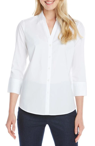 Foxcroft Mary Button-up Blouse In White