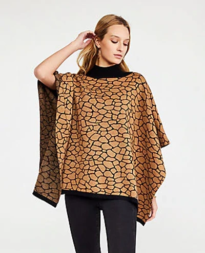 Ann Taylor Giraffe Print Poncho In Toasted Sesame