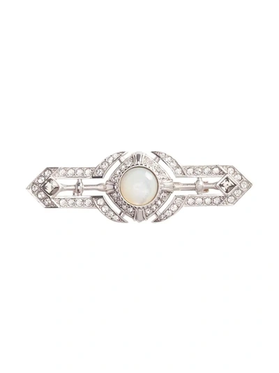 Dolce & Gabbana Crystal-embellished Stone Brooch In Silver