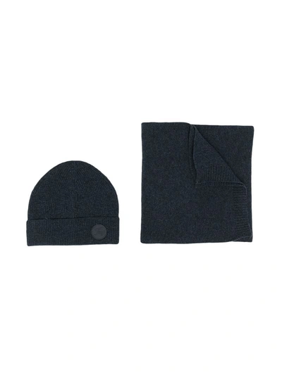 Fay Kids' Logo Beanie Hat In Blue