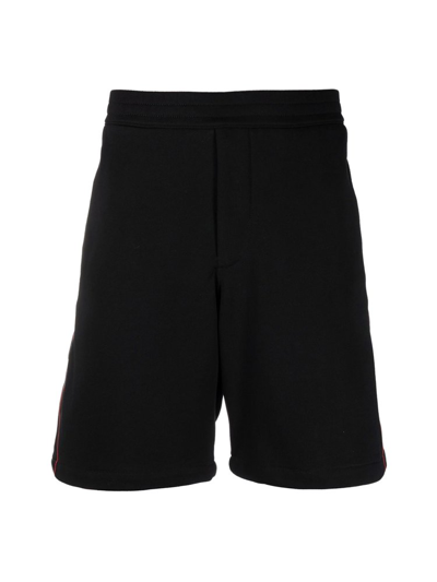 Alexander Mcqueen Logo Tape Cotton Sweat Shorts In Black