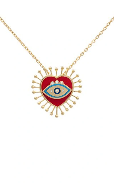 L'atelier Nawbar Eye Heart U 18k Yellow Gold Pendant Necklace In Red