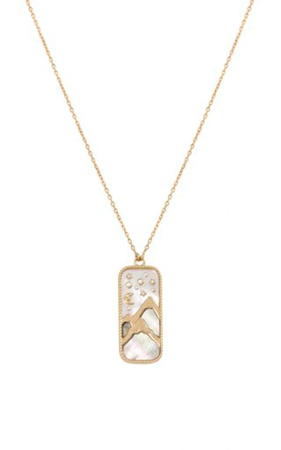 L'atelier Nawbar Elements Of Love 18k Yellow Gold Earth Pendant Necklace In White