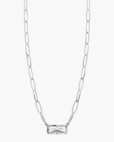 Anzie Classique Melia Carré Necklace | Rhodium Plated