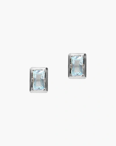 Anzie Cleo Baguette Stud Earrings | Gemstones/platinum Plated In Rhodium