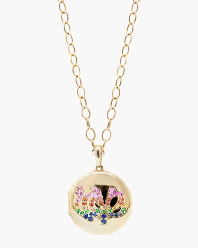 Anzie Love Starburst Long Chain Locket Necklace | Gemstones/yellow Gold