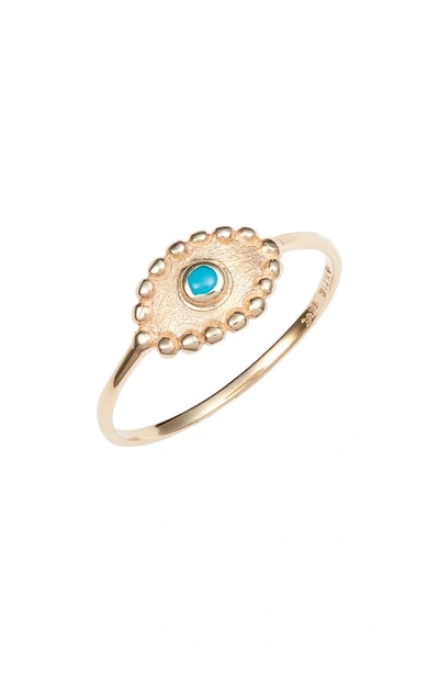 Anzie Turquoise Evil Eye Ring In Gold/ Turquoise