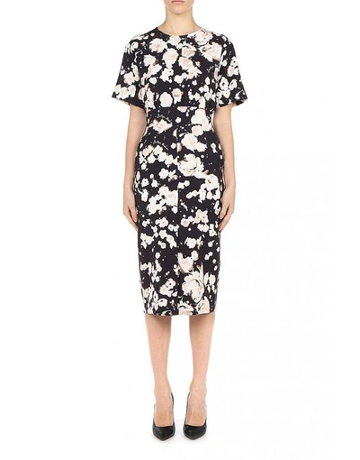 Boutique Moschino Cady Midi Dress Bleached Flowers In Black