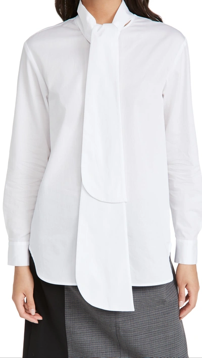 Tibi Flap Tie Shirt In White