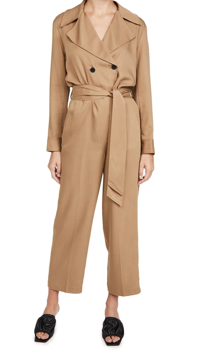 Club Monaco Trench Jumpsuit In Tan