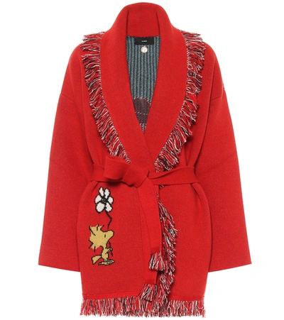 Alanui Snoopy Keep It Clean! Cashmere Cardigan In Red