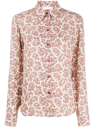 Chloé Neutrals Paisley Print Silk Shirt In Pink