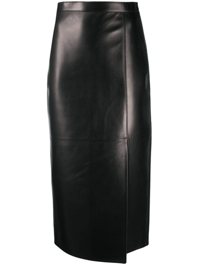 Valentino High-rise Leather Pencil Skirt In Black